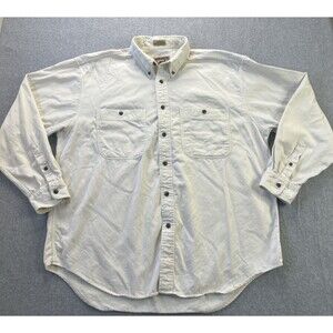 Vintage Adirondack Mens Long Sleeve Button Down Shirt XL White Cotton Pocket
